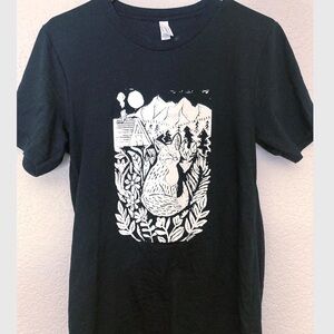 Handmade Art Grunge Whimsigoth Black Graphic T-Shirt unisex medium NWOT